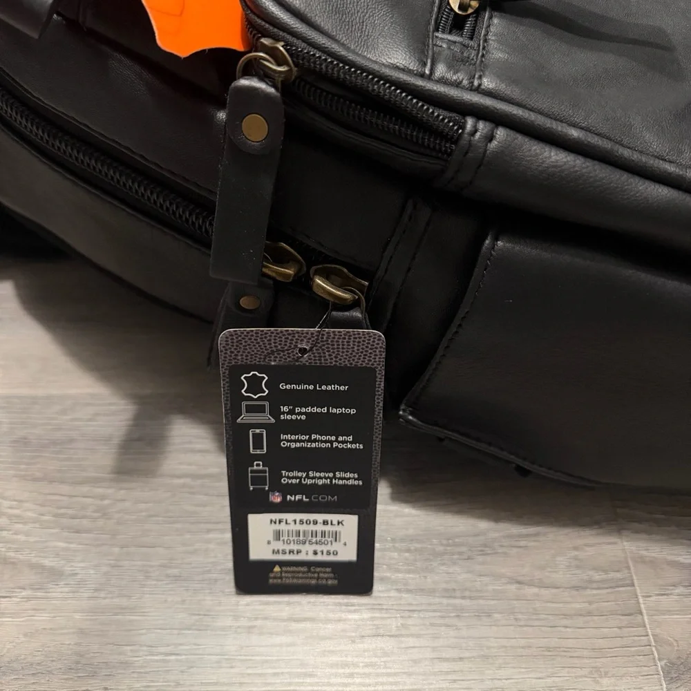Detroit Lions Genuine Leather Black Backpack